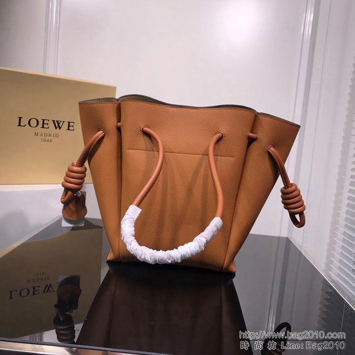 LOEWE羅意威 原版軟皮 最新Flamenco Knot系列 抽繩荔枝紋購物袋 手提肩背包 3041  jdl1109